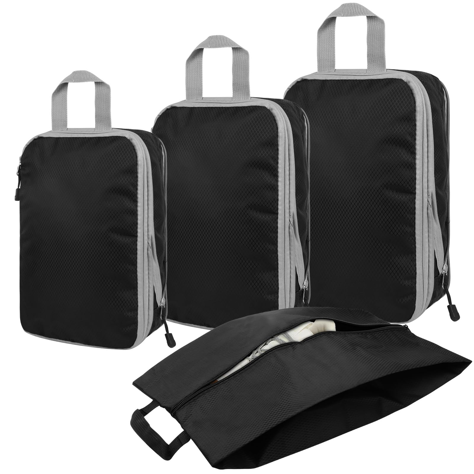 Compression Packing Cubes, 4 PCS Travel Essentials for Suitcase Organizer Bags Set, Extensible Organizers, Cubes Suitcases, Organizers or Home Storage