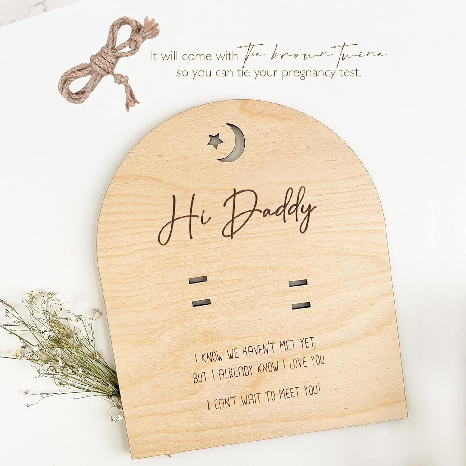 Pregnancy Announcement for Dad, Hi Daddy Wooden Sign Pregnancy Test Keepsake, Baby Surprise Reveal to Husband, Daddy to Be Gift for Pregnancy Announcement Ideas - Image 4