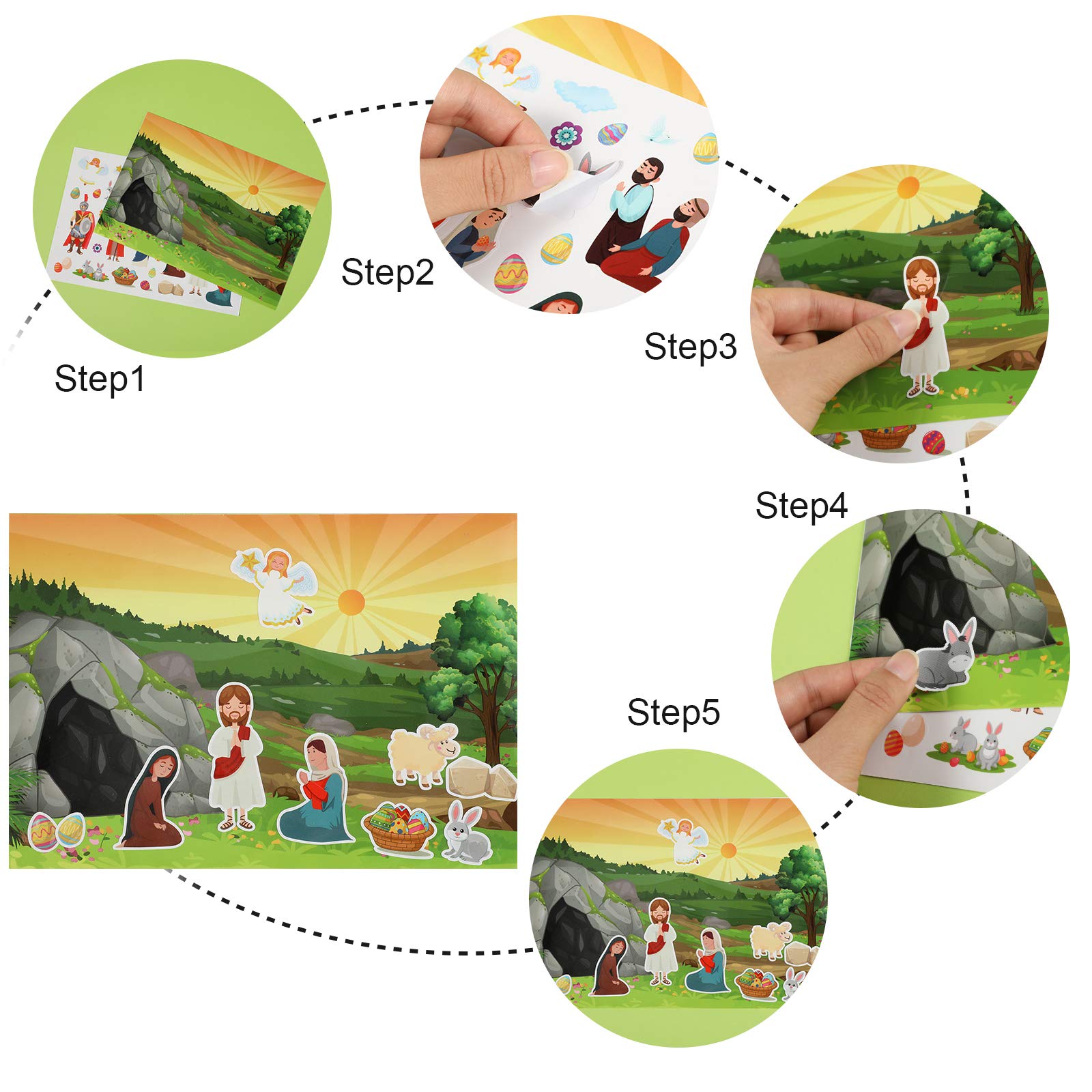 Easter Religious Stickers - He Lives Resurrection Scene Sticker Sheets For Kids