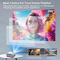 Vista 5 de Mini proyector, proyector con WiFi y Bluetooth, proyector portátil de soporte 1080P, altavoz integrado, compatible con teléfono