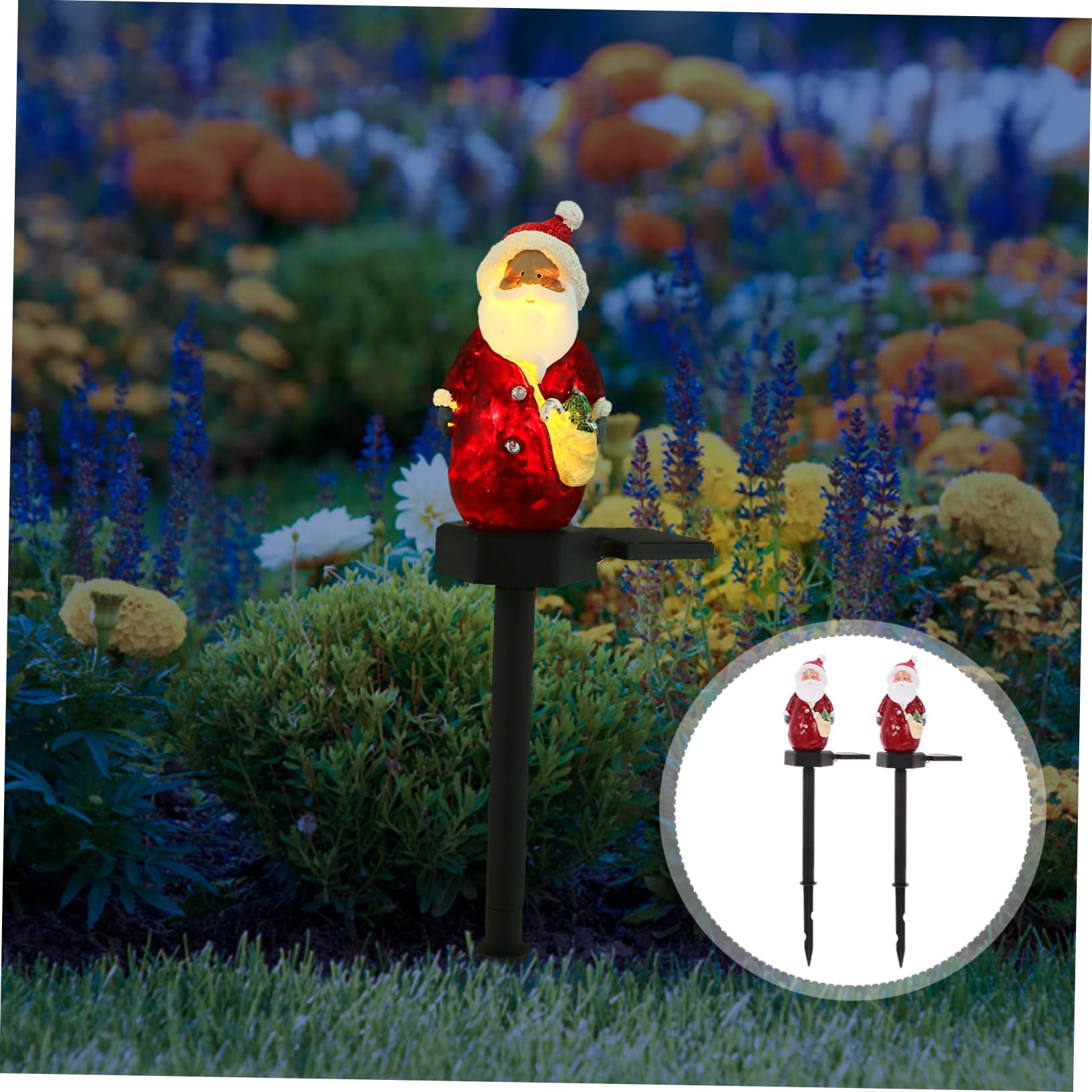 POPETPOP 2stücke Solar Gartenlampe Mit Weihnachtsmann-design Langlebige Außenleuchte Für Festliche Gartenbeleuchtung Weihnachtsdeko Für Außenbereich