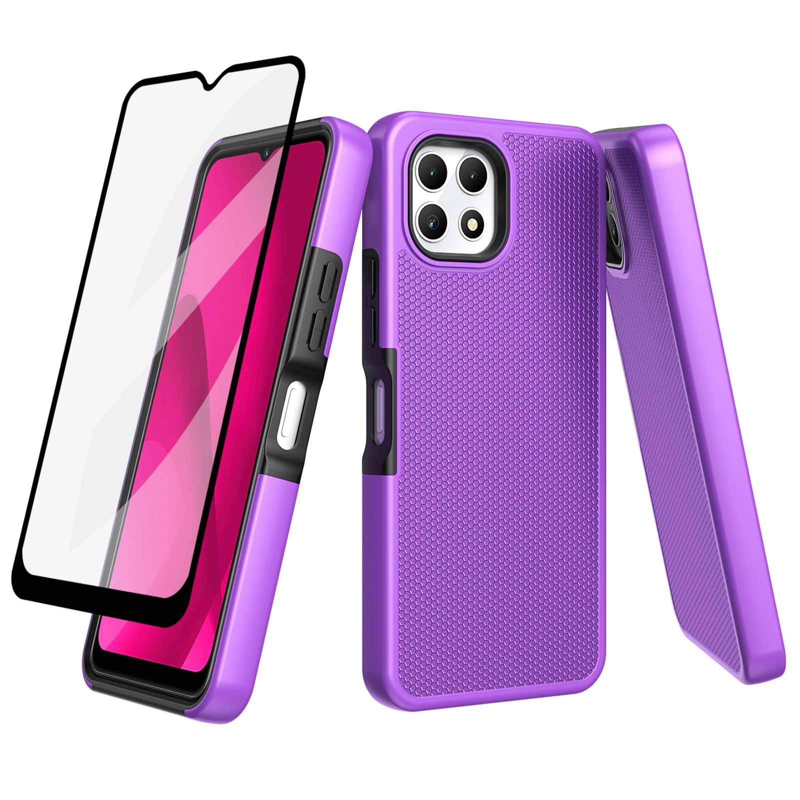 Ailiber for TMobile Revvl 7 5G Case, with Screen Protector, Dual Layer Shockproof Protective, Silicone Bumper Non Slip Back, Heavy Duty Rugged Cell