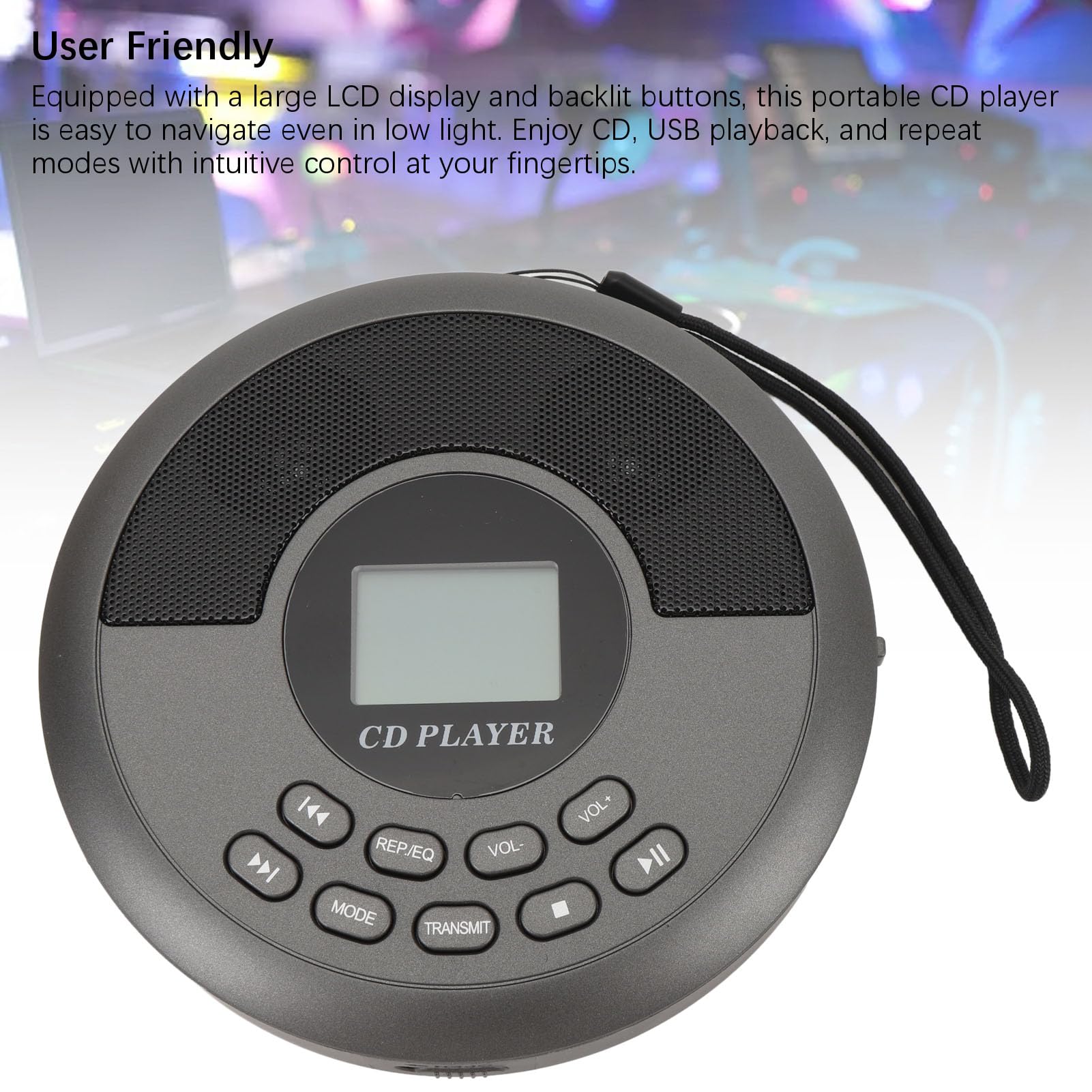 Lettore CD BT, Lettore CD MP3 Portatile, Design con Doppio Altoparlante USB BT, Lettore Dischi Ricaricabile per Viaggi in Auto a Casa All'aperto