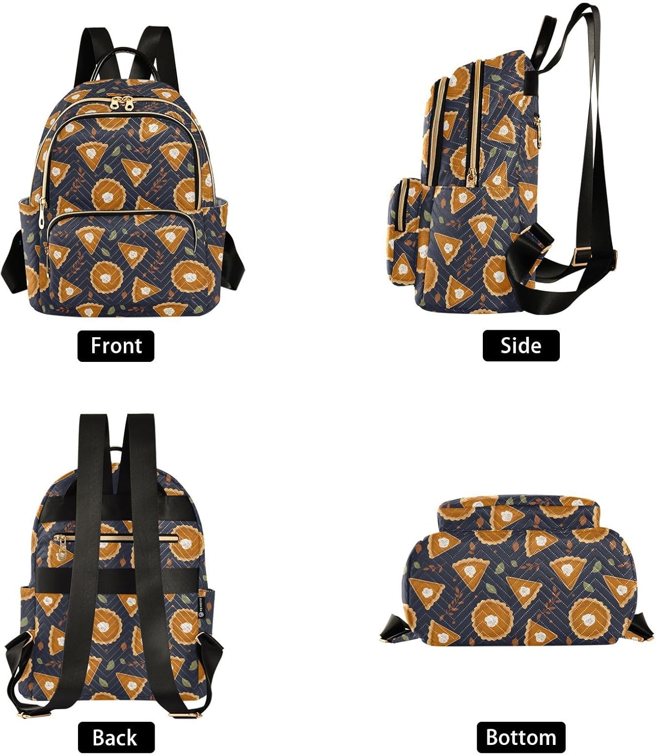 Leaf Pumpkin Pie Pattern Backpack Purse for Women Shoulder Bag Fashion Daypack Ladies Handbag Lightweight Travel Bag Rucksack