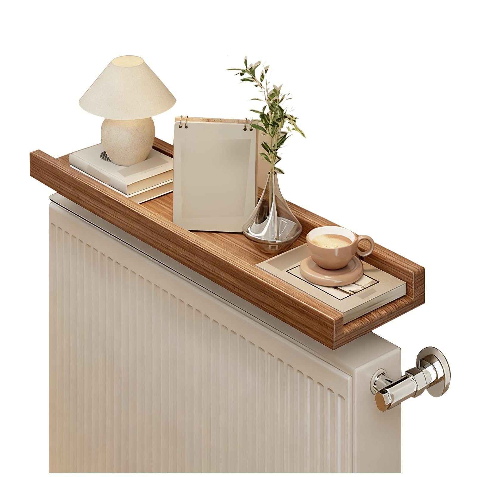Copri Termosifone, Mensola Adesiva, Materiale in Legno Massello, Resistente e Non Facile da Deformare, Adatto per Soggiorno e Camera da Letto(Brown,60x12cm/24x4.7in)