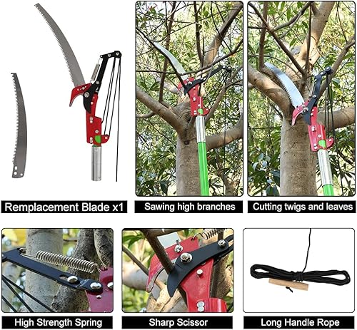 Miniatura 2 de SMONTER Sierra de poste de 26 pies para poda de ramas manuales con tijeras afiladas extensibles, juego de corte, herramientas de jardín