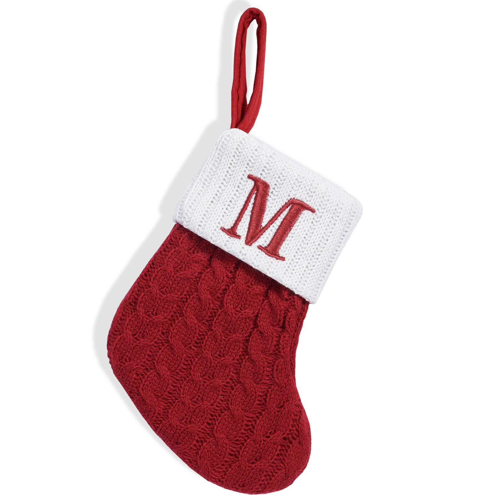Nvoqilin Christmas Stockings With Initials Small Embroidered Letter Knit Stocking Decorations For Family Holiday Tree Fireplaces