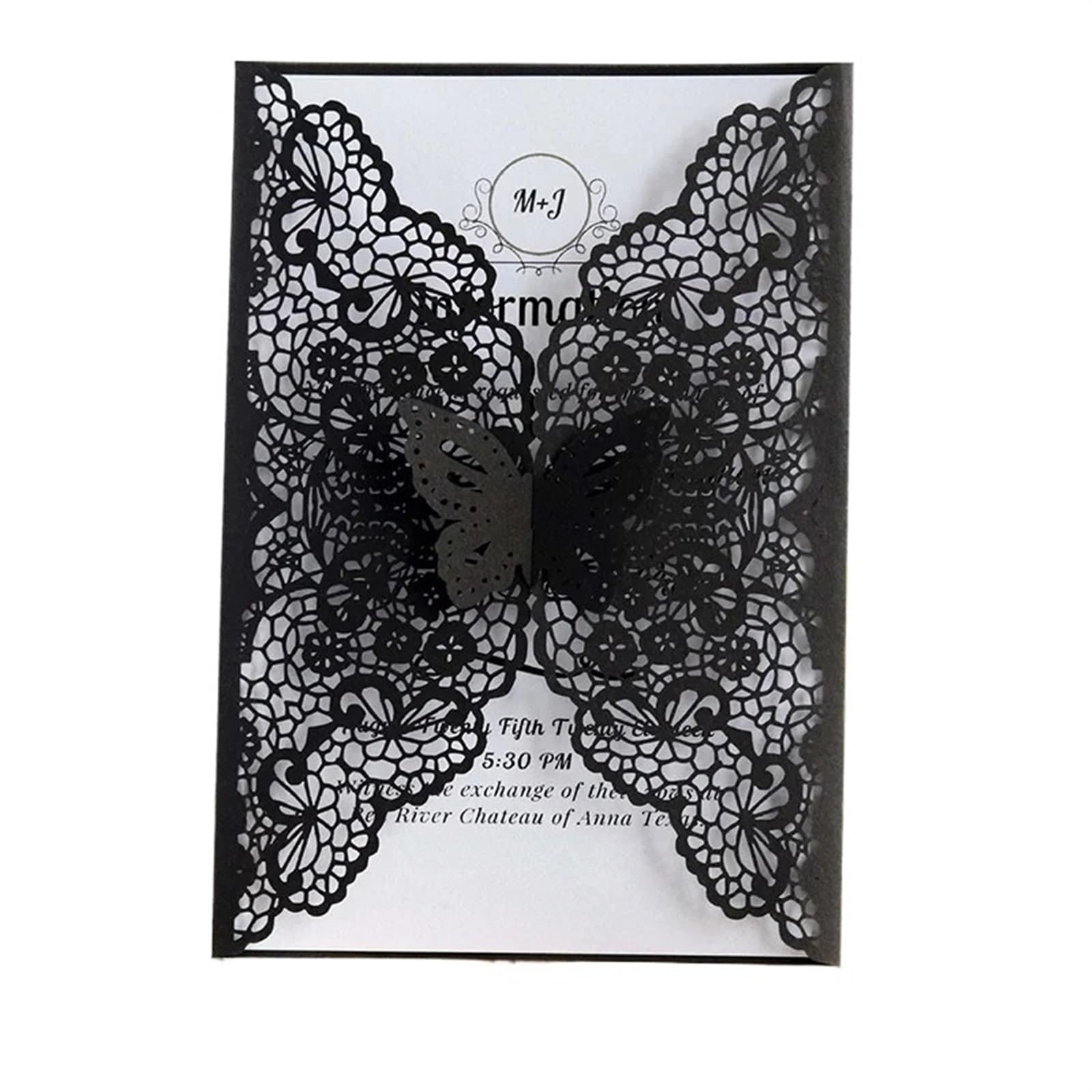 Tarjeta de boda personalizada multicolor de 50 piezas con elegantes cubiertas negras 6