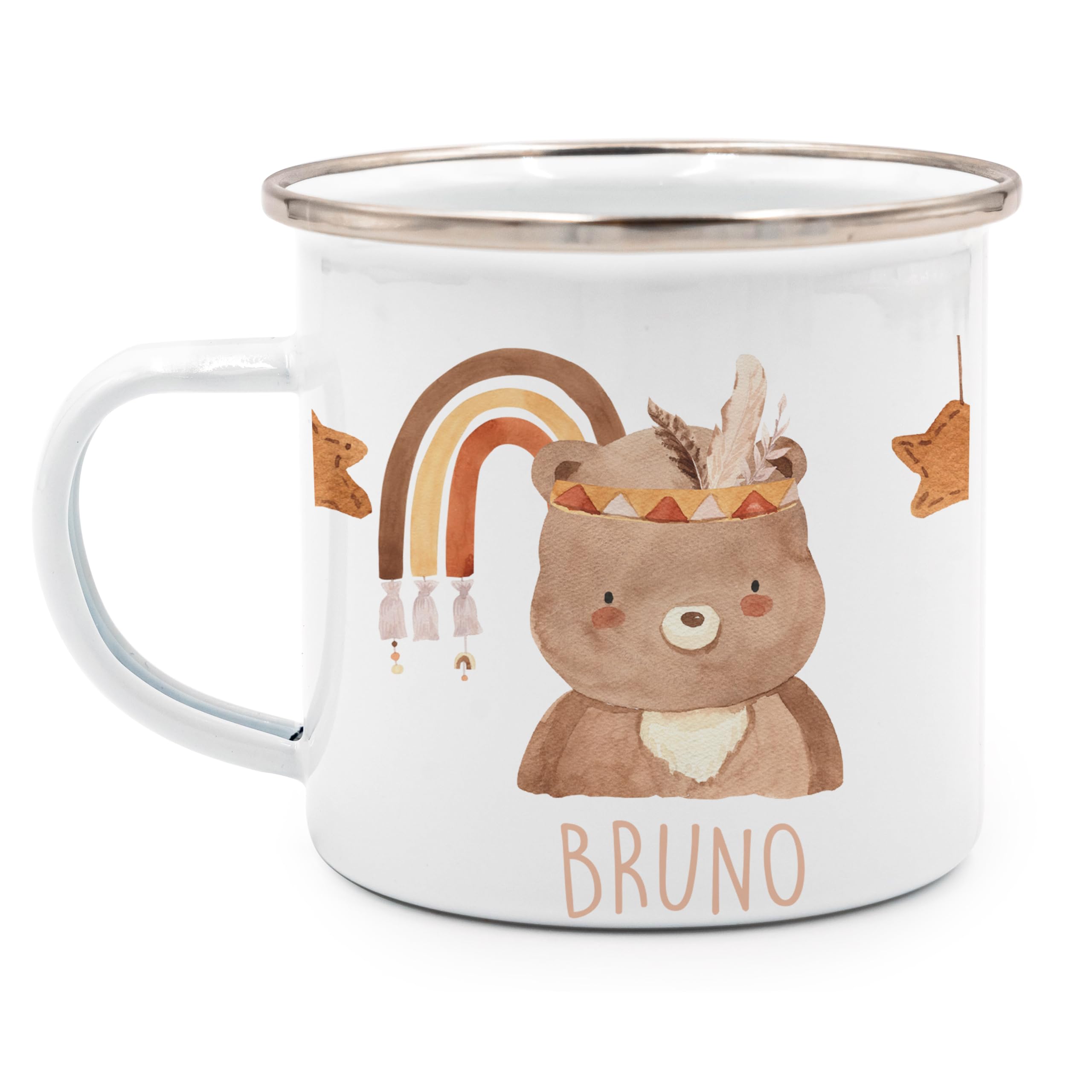 Kidsmood - Emaille Tasse Personalisiert mit Namen- Robuste Kinder Tasse für Camping & Alltag - BPA-frei, Spülmaschinenfest, Kinder Becher als Geschenke zur taufe, zur Geburt oder für Weihnachten