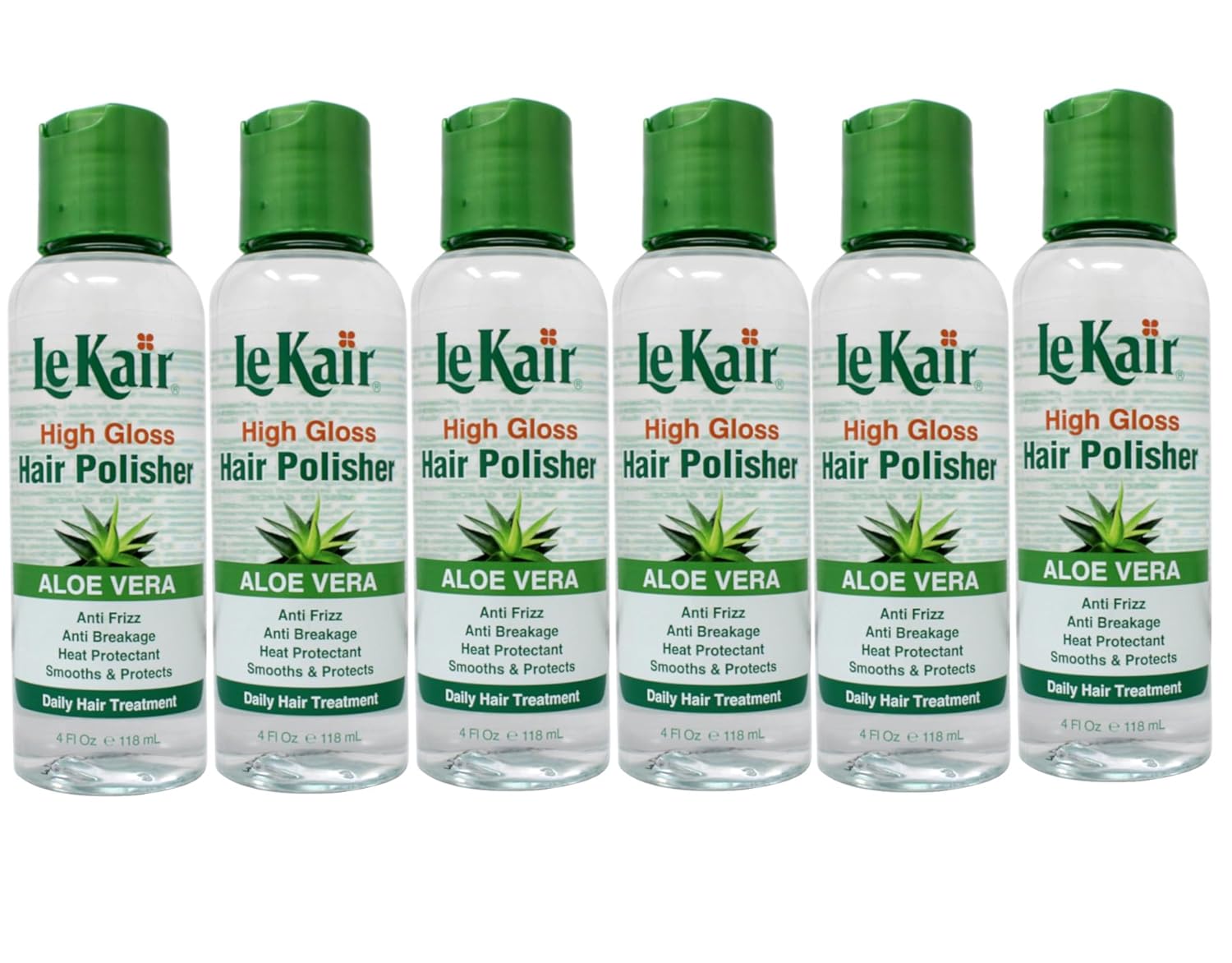High Gloss Hair Polisher with Aloe Vera, Anti Frizz, Anti Breakage, Heat Protectant, Smooths & Protects Daily Hair Treatment 4 fl. Oz - 6 Pack
