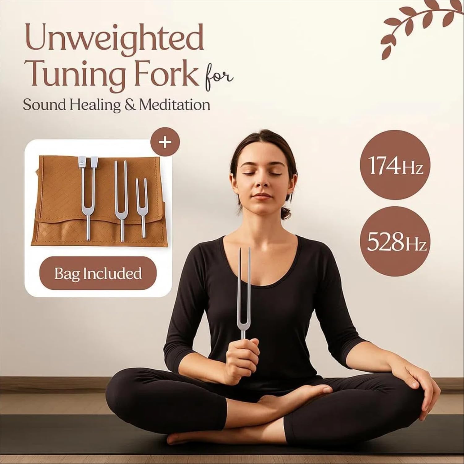 Tuning Forks for Healing Set, Including Four Frequency 128Hz, 136.1Hz, 174Hz, 528Hz Yoga and Meditation Accessories, Chakra Sound Therapy Instruments with Tuning Fork Activator and Vegan Leather Pouch