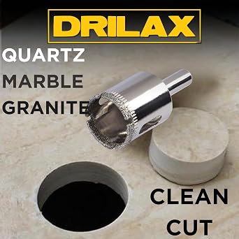 Drilax 7/8 Inch Diamond Drill Bit for Ceramic, Glass, Porcelain Tile, Granite & Stone Wet Diamond Core Drill Bit for RO Faucets, Countertops, Planters & Drain Holes