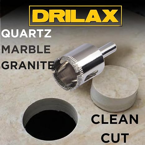Drilax 7/8 Inch Diamond Drill Bit for Ceramic, Glass, Porcelain Tile, Granite & Stone Wet Diamond Core Drill Bit for RO Faucets, Countertops, Planters & Drain Holes