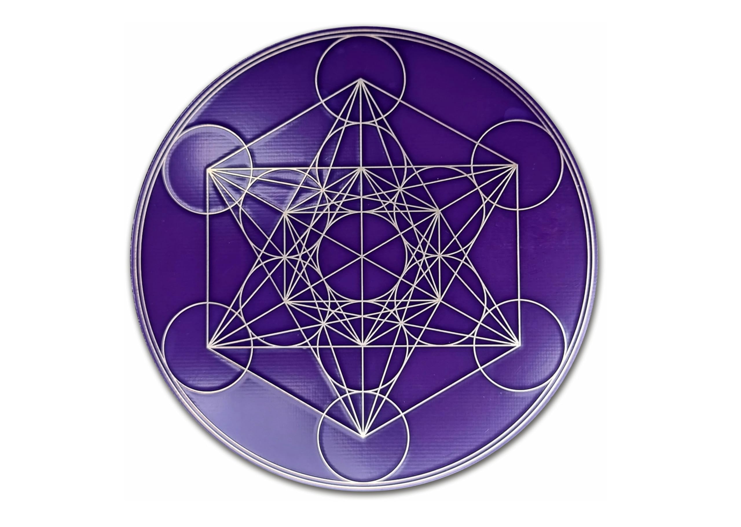 Disque Cube de Metatron et fleur de vie - Disque 10 cm protection et dynamisation à 2 faces cuivre plaqué or, émetteur passif d'ondes scalaires - Disque héliquantix
