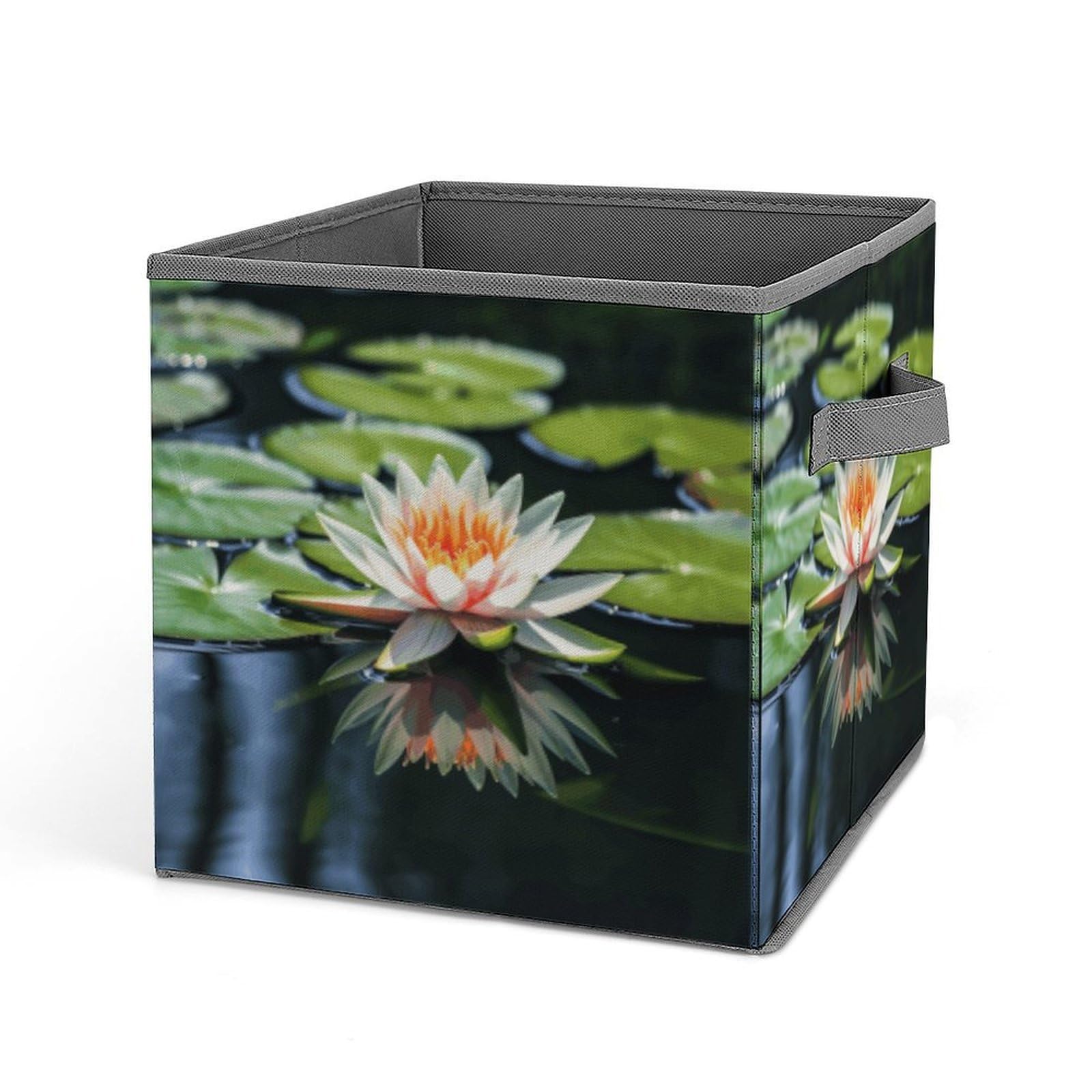 JTREHY Water Lily Storage Bins Sturdy Large Capacity Folding Sorting Boxes Convenient Stable Storage Box Collapsible Fabric Storages Cubes Organizer with Handles