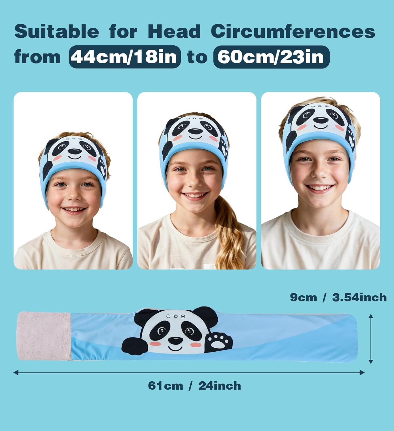 Toddler Headband Headphones Wireless, Kids Bluetooth Earphones for iPad, Safe Volume - Wired School Headphones with 3.5 MM Jack, Sleep Mask for Kids, Travel Accessories Gift for Boys & Girls (Panda)