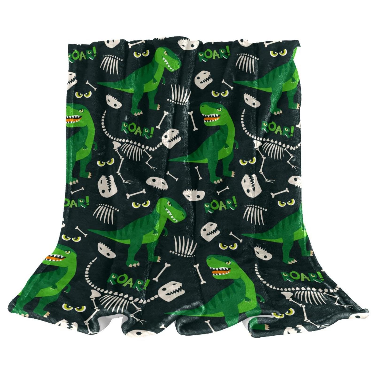Couverture Polaire Crâne De Dinosaure Jeté De Canapé Microfibre Chaude