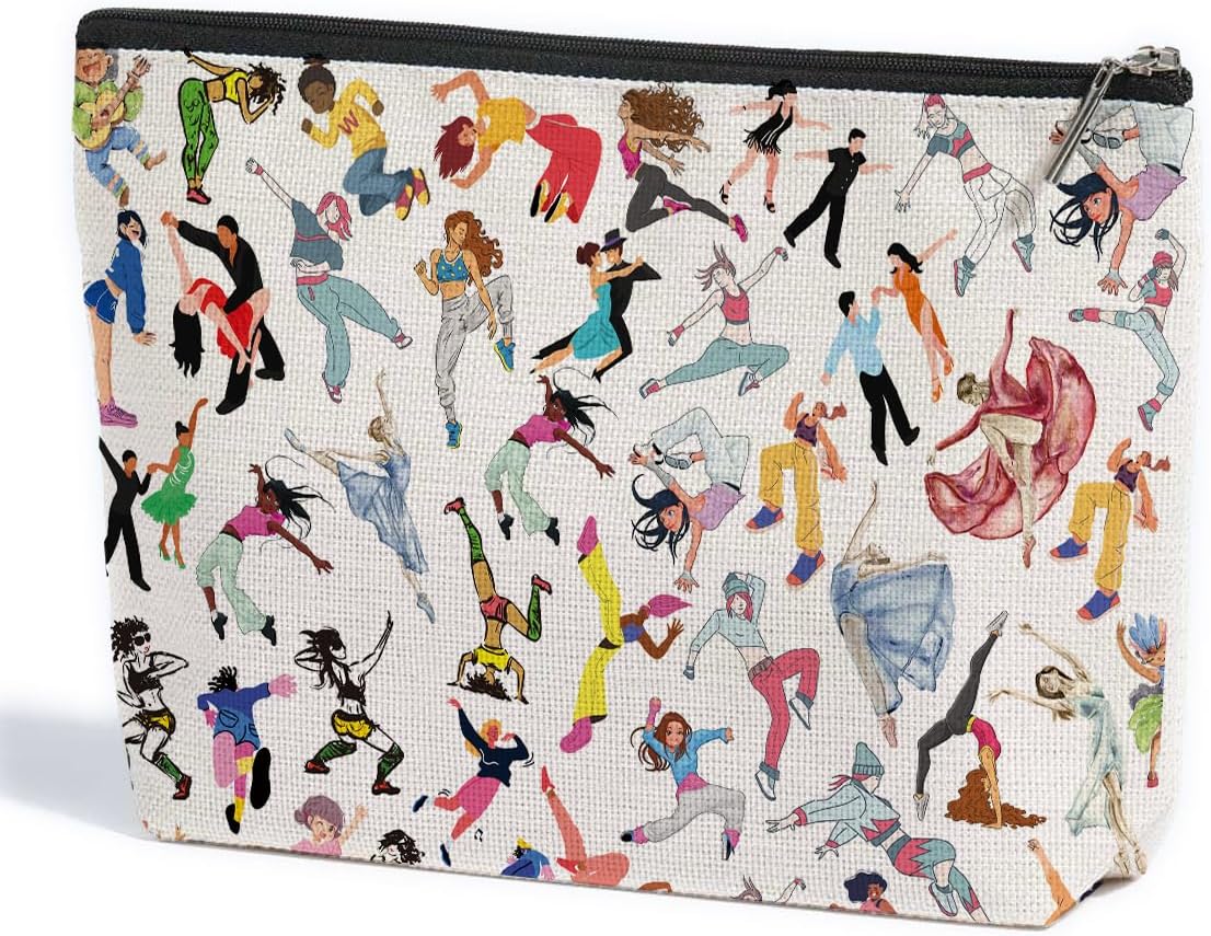 Dance Teacher Gift Dance Dancing Makeup Bag Dance Stuff for Women Female Her Teen Girl Daughter Dancer Coach Cousin Best Friend Appreciation Gifts Cosmetic Bag Mothers Nurse Day Graduation Birthday