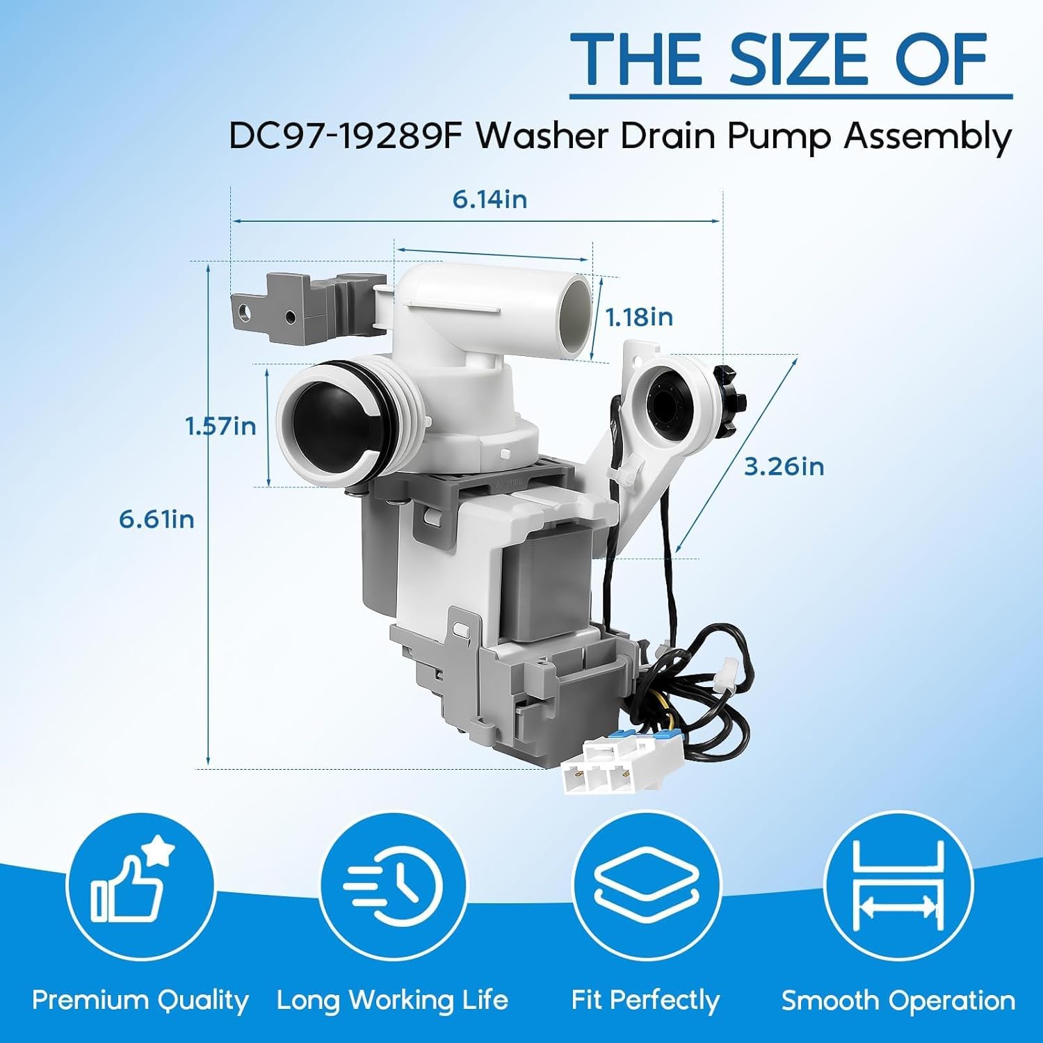 Upgraded DC97-19289F DC97-19289B PX3516-01 Washer Drain Pump Assembly for Samsung Washing Machine, Replaces DC97-19289A DC97-17366A DC97-17366J DC97-17349B AP6806651 PS12592631 EAP12592631