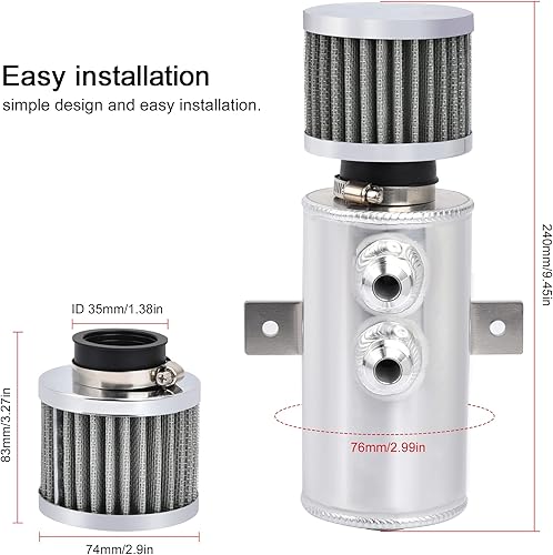 Miniatura 9 de EVIL ENERGY 10AN - Lata de captura de aceite deflectado, tanque de respiración de aceite con válvula, aluminio universal de 25.4fl oz, negro