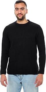 Ravin mens Ribbed Round Neck Pullover with Long Sleeves - Black Men Pullover