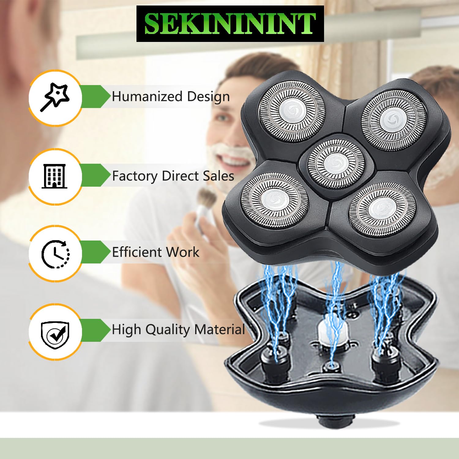 Newly Upgraded Replacement Heads for Skull Shaver Pitbull Platinum Pro Butterfly Kiss and Palm Hypo-Allergenic Electric Razors SK5 - Image 4