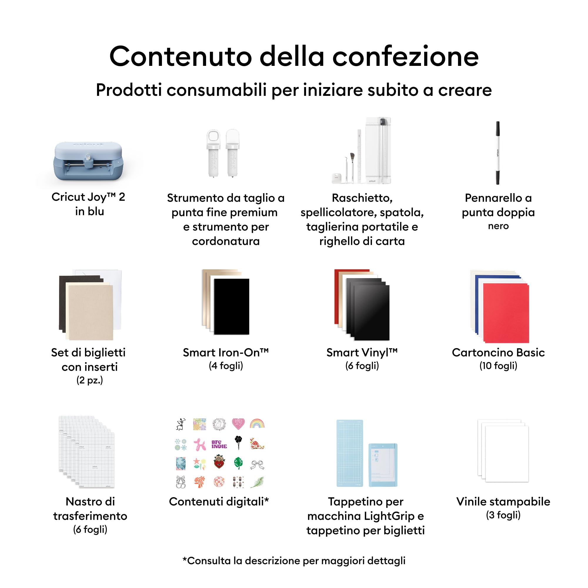 Cricut Joy™ 2 Essential Bundle + Contenuti digitali. Macchina da taglio intelligente compatta, ideale per biglietti personalizzati, adesivi semplici ed etichette