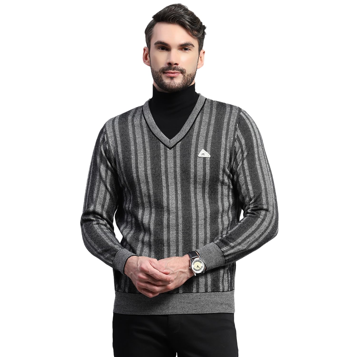 monte carlo Mens Striped V Neck Full Sleeve Pullover Sweater (1243196VN)-picture-32