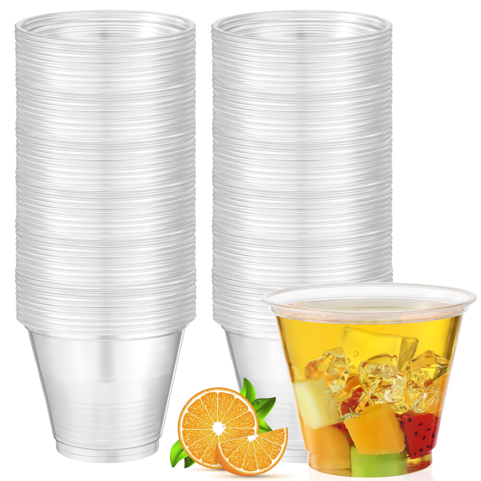 Hsei 200 Pcs Compostable Cup Made with Plants Clear Plastic Cups Disposable Non Toxic and Eco Friendly Drinking Cups BPA Free Clear Cups for Ice Coffee Smoothie Cold Drinks (9 oz)