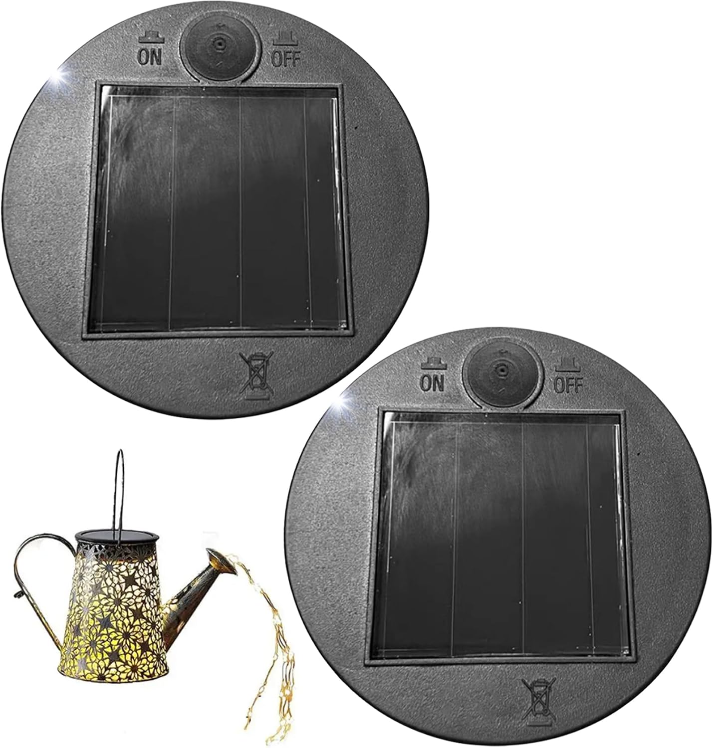 Solar Light Replacement Top with String Light 2.76in Replacement Solar Units DIY Cold White LED Parts for Lantern, Watering Can, Par