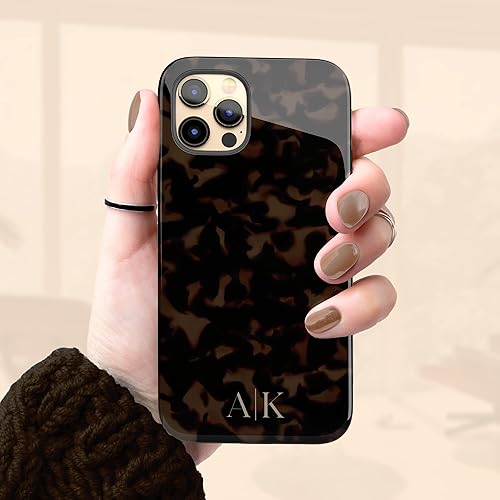 Miniatura 8 de Funda personalizada con nombre de iniciales de carey Tortoiseshell, funda con nombre personalizada, compatible con iPhone 16 Plus, 15 Pro Max, 14,