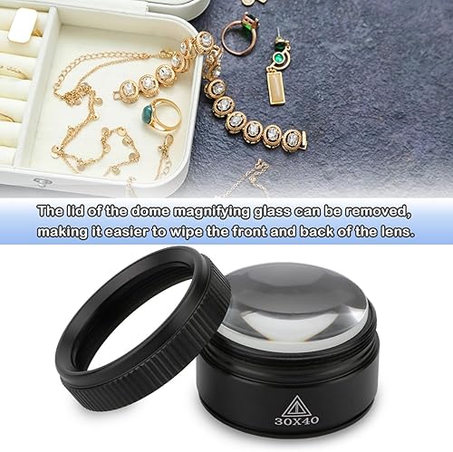 Vista 6 de Rongon Lupa portátil de lectura de bolsillo 30X, lupas ópticas, mini lupa de escritorio, microscopio de bucle, lente de lupa para joyero, sellos