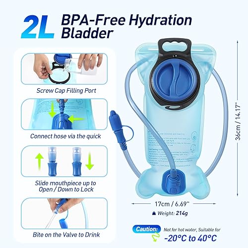 Miniatura 2 de AGPTEK Chaleco de hidratación para correr con bolsa de agua de 2 L para hombres y mujeres, chaleco ligero y ajustable para correr, caminar,