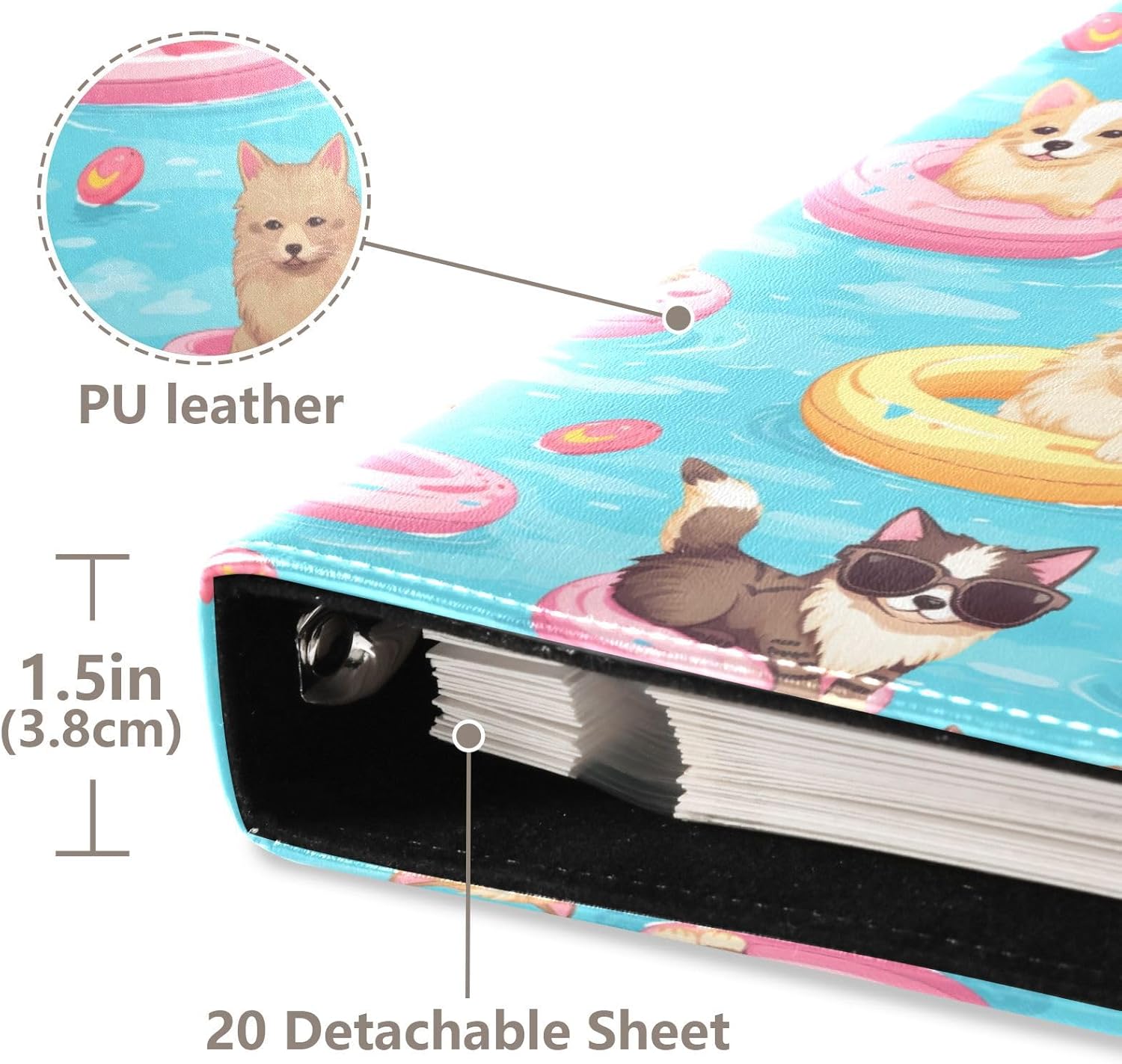 JIPONI Cat Pool Play Large Photo Album, DIY Leather Cover Scrapbook Albums for 4x6 5x7 6x8 Pictures, Self Adhesive Memory Book for Wedding, Baby, Family