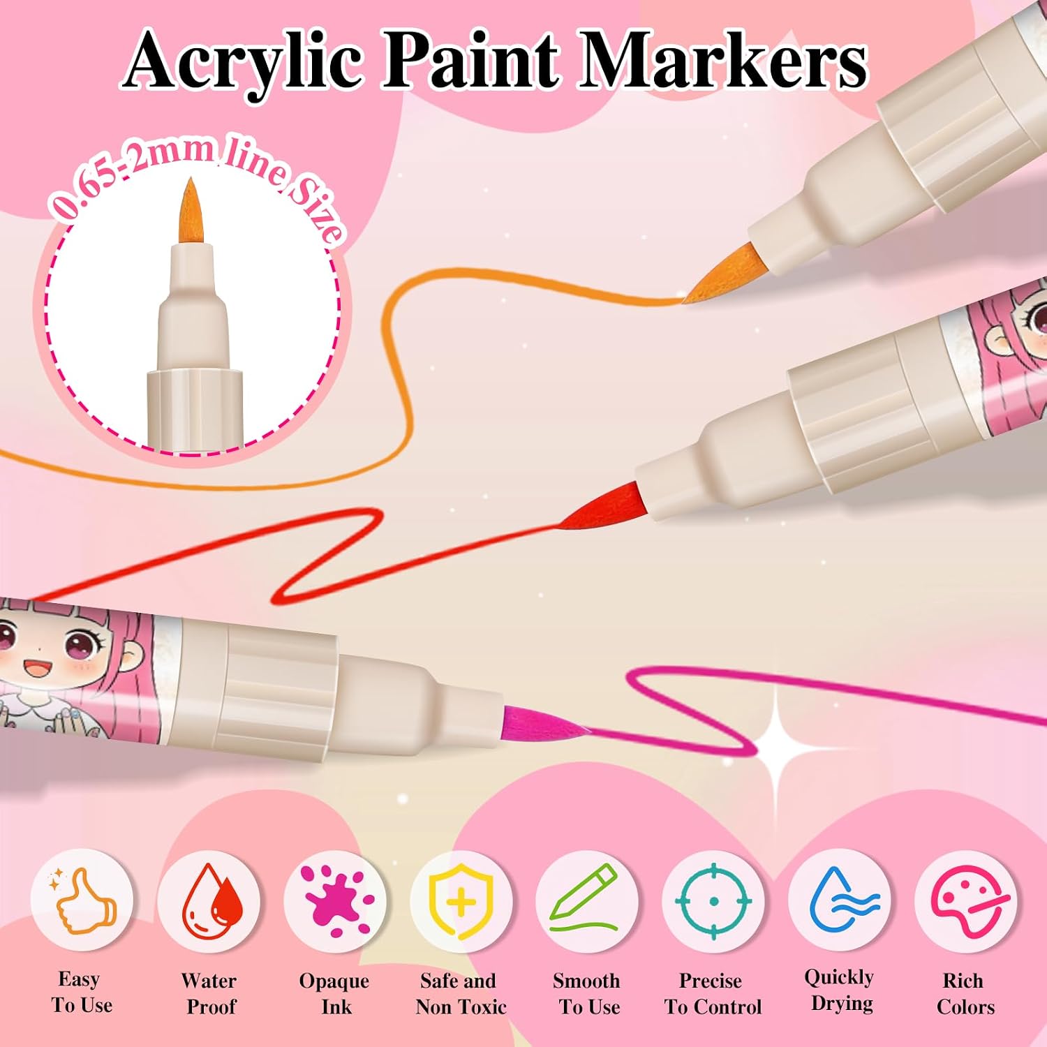 12 Colors Nails Art Pens Set,0.7mm Fine Tip Dotting & Liner Brush for Nail | Waterproof and Quick-drying Acrylic Paint Markers,Salon Manicure Tools & Home