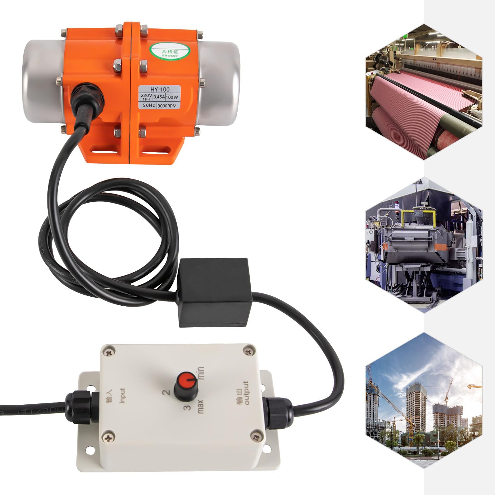Motore a vibrazione, 220 V, 100 W, vibratore per calcestruzzo con regolatore di velocità, vibrazione regolabile, IP65, 3000 giri/min, vibratore per calcestruzzo minerario, metallurgia carbone