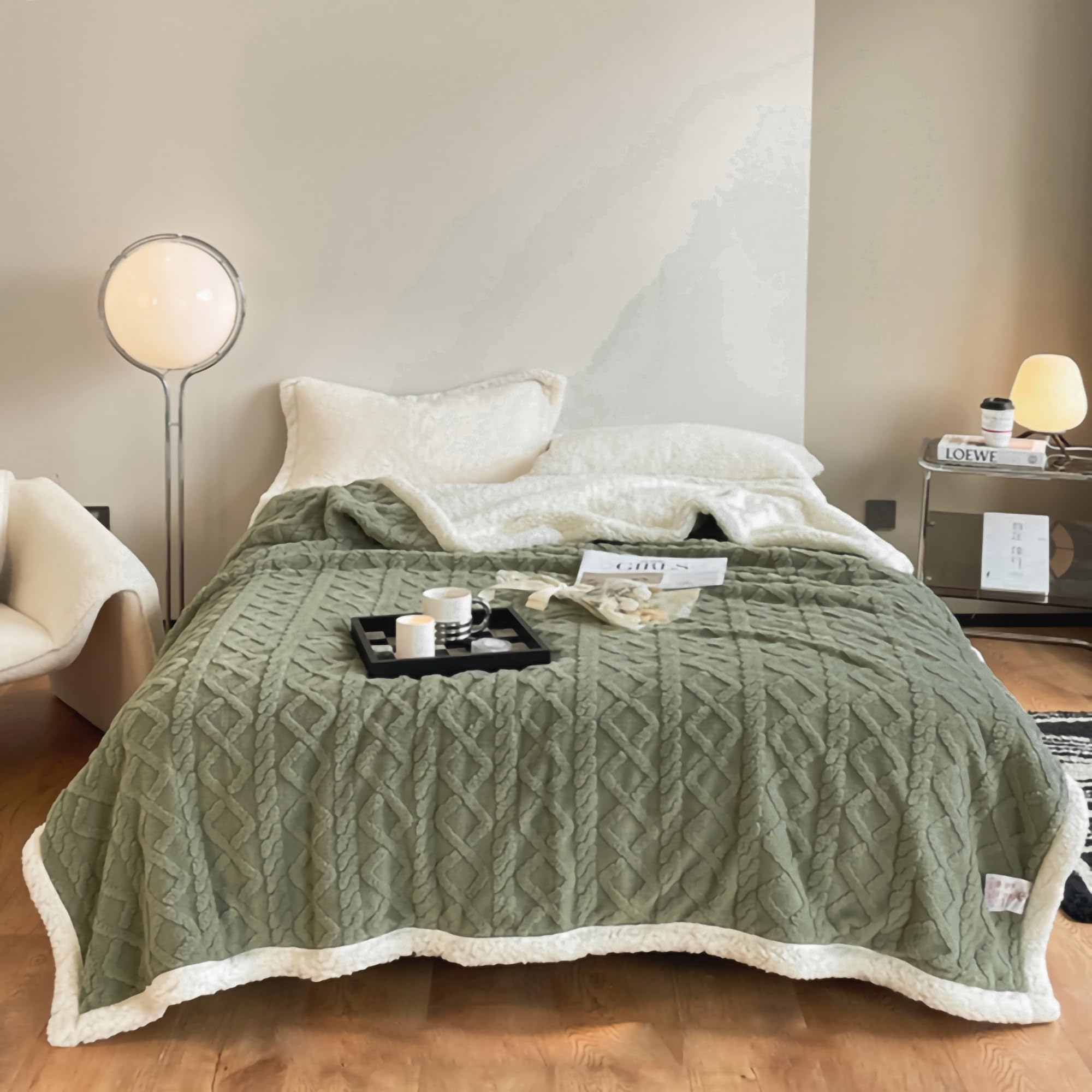 ECOSTAR 1618 Manta Polar de Sherpa Multiuso, Microfibra Extra Suave, 130x160cm/160x220cm/220x240cm, Fabricado en España (Verde, 220X240CM)