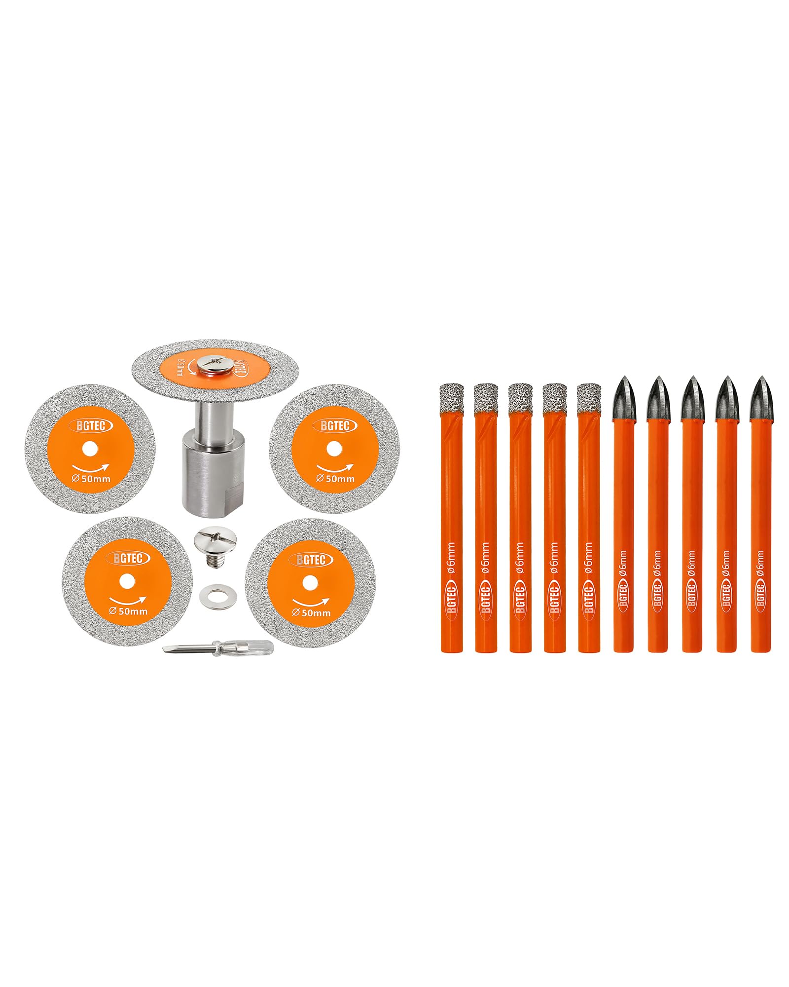 Mini Disque Diamant BGTEC et Coffret de 5 Mèches 6mm pour Coupe et Perçage à Sec - 8