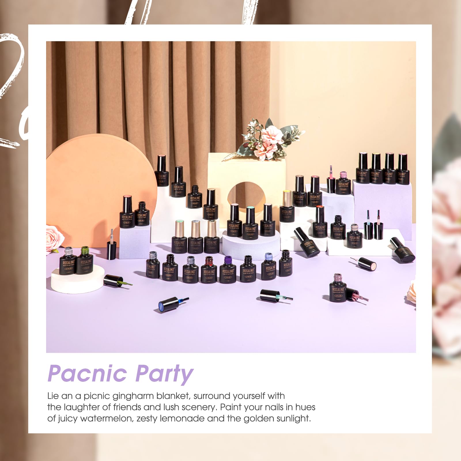 ROSALIND Vernis Semi Permanent, 36PCS Violet Bleu Marron Rose Vert Gris Couleurs Vernis Gel Semi Permanent, Mini UV/LED Semi-permanent Manucure Kit