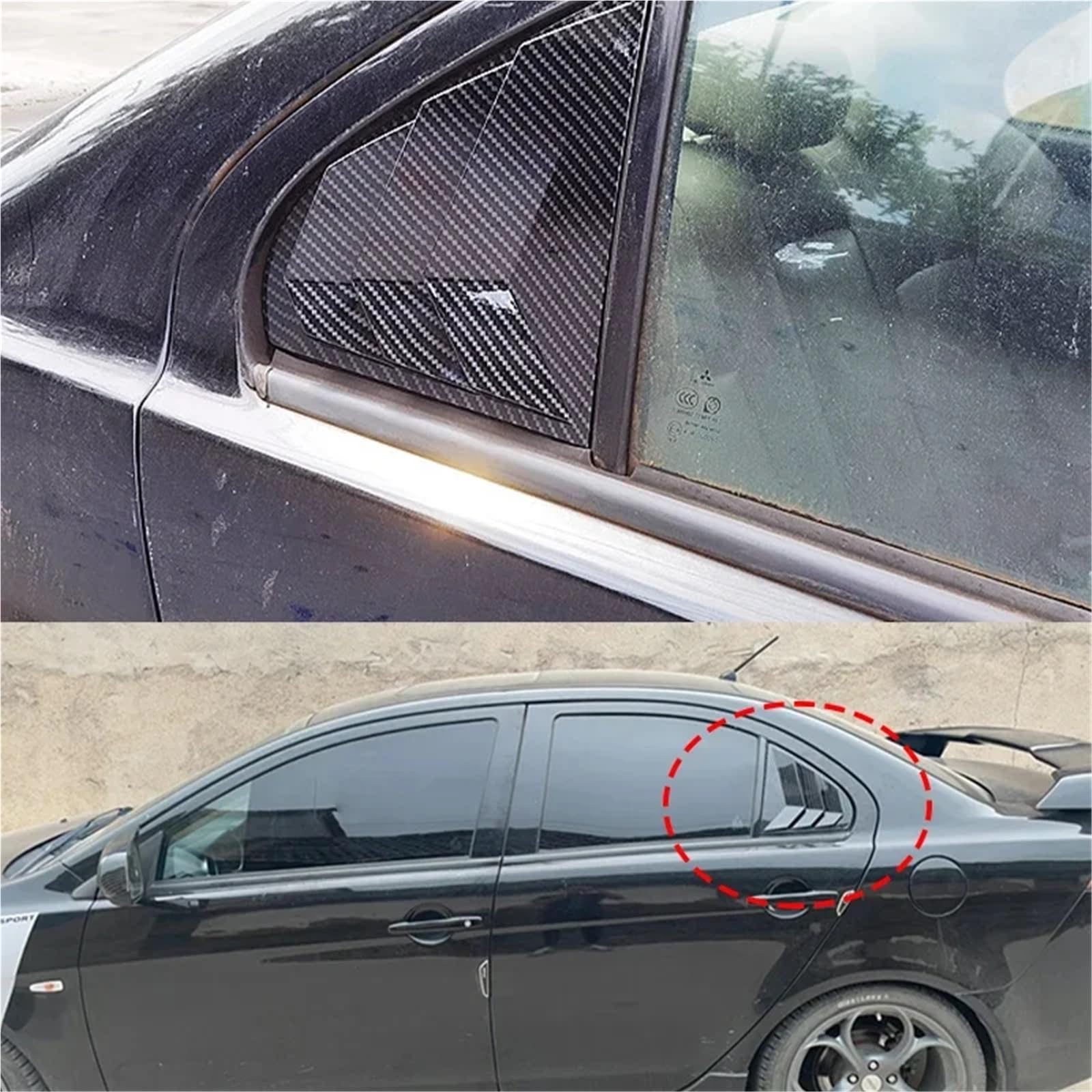 Żaluzje Tylnej Szyby Osłona Pasuje do Mitsubishi Lancer EX X Evo 2008-2018, żaluzja tylnego okna bocznego, karbonowa