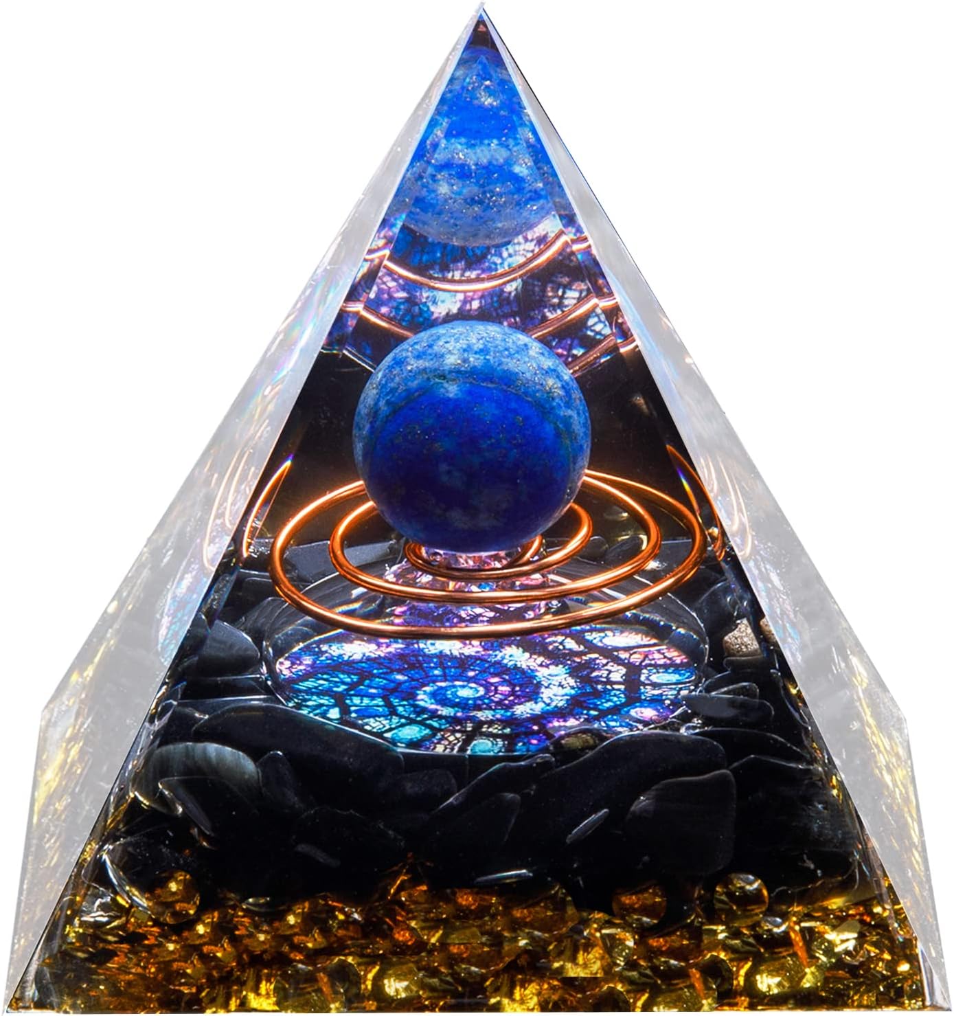 Orgone Crystal Pyramid, Lapis Lazuli Healing Crystal,Orgonite Protection Crystals Energy Generator for Attract Wealth Success and Prosperity