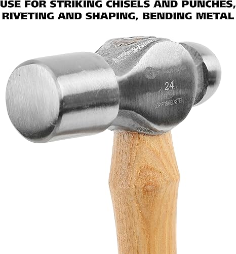 Miniatura 27 de GreatNeck BP12 - Martillo de bola de acero forjado con mango de martillo de bola de madera de nogal auténtico equilibrado, para remachar, dar