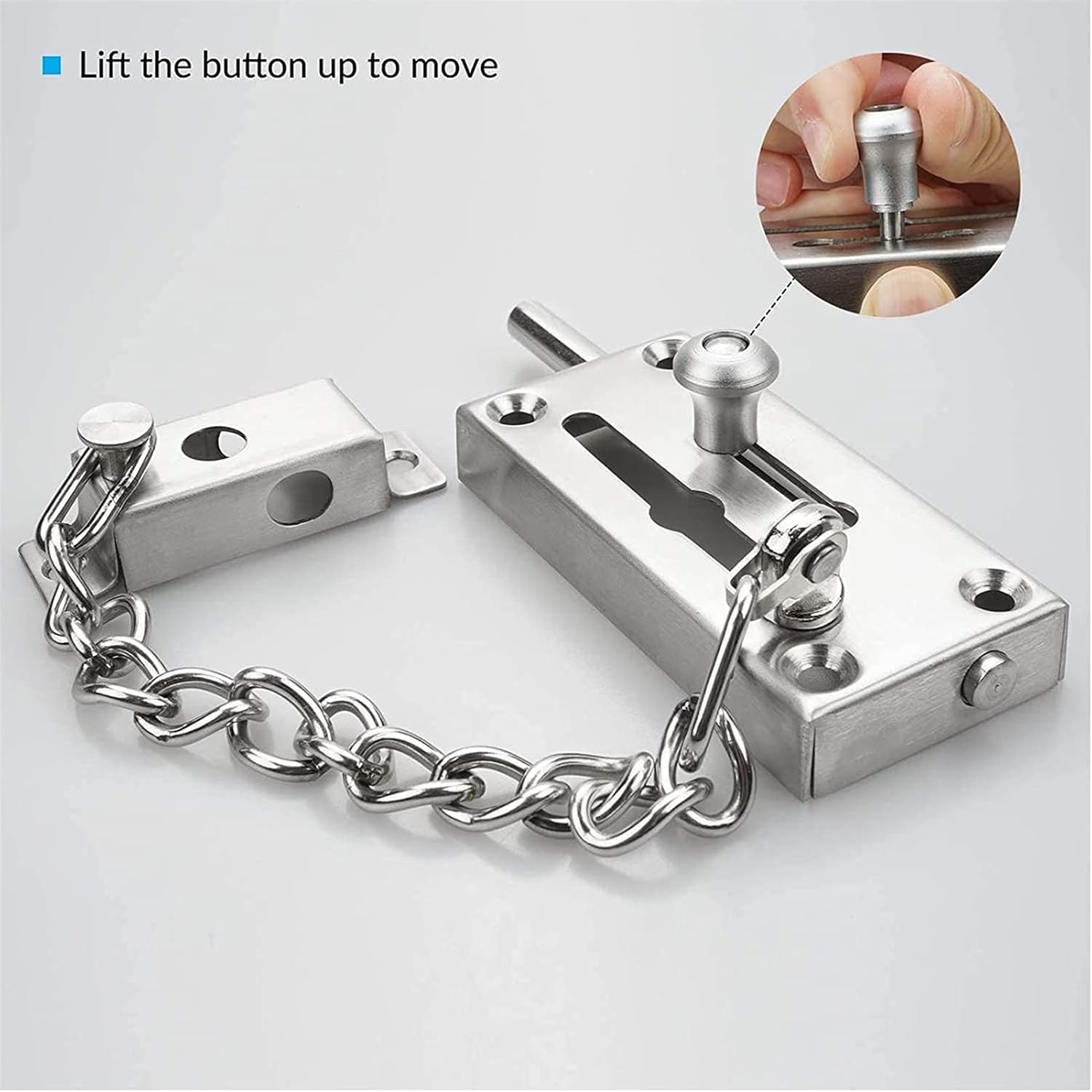 AMAZWI Door Chain Lock,Chain Safe Buckle,Latch Safety Limiter,1 Pcs Household Metal Bolt Household Door Bolt with Chain Dual-Purpose Door Buckle Bold Anti-Theft Chain Lock Buckle