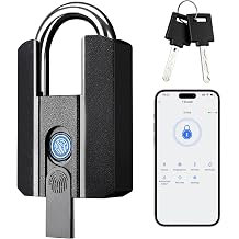 Lokko Outdoor Padlock, Smart Waterproof Heavy Duty Gate Lock, Bluetooth Fingerprint Lock with TT Lock App, 4 Electronic Keys for Landlord, Airbnb, Yard Gate, Storage Shed, Warehouse