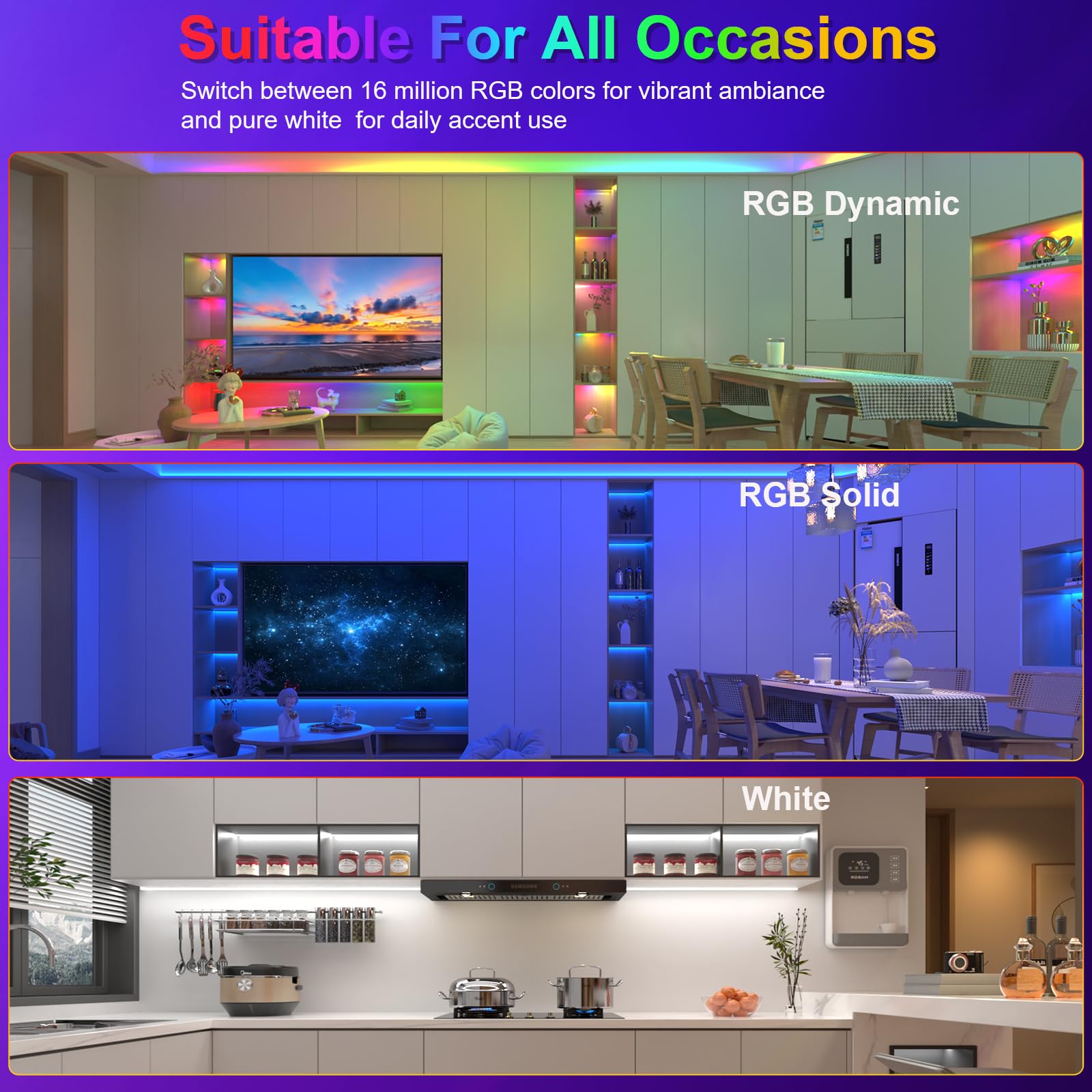 JOYLIT Taśma LED COB RGBWIC 24V 10M, WS2811 Adresowalny RGB IC + 4000K naturalna biel dynamiczna zmiana koloru, 784LEDs/M, cyfrowa ciągła taśma LED RGBW do dekoracji wnętrz (tylko światło)