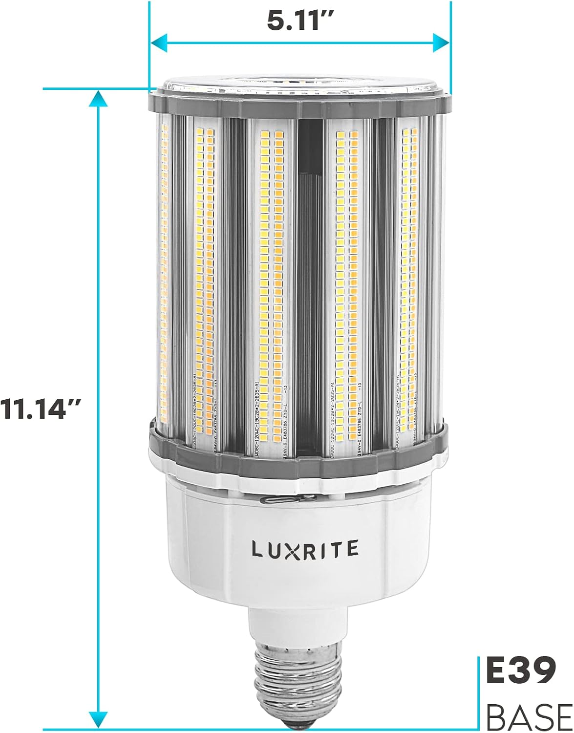 LUXRITE 80W/100W/120W LED Corn Light Bulb, 400W HID Equivalent, 3 CCT 3000K-5000K, Up to 17500 Lumens, Enclosed Fixture Rated, 100-277V, E39 Mogul Base - Street Light High Bay Indoor Outdoor