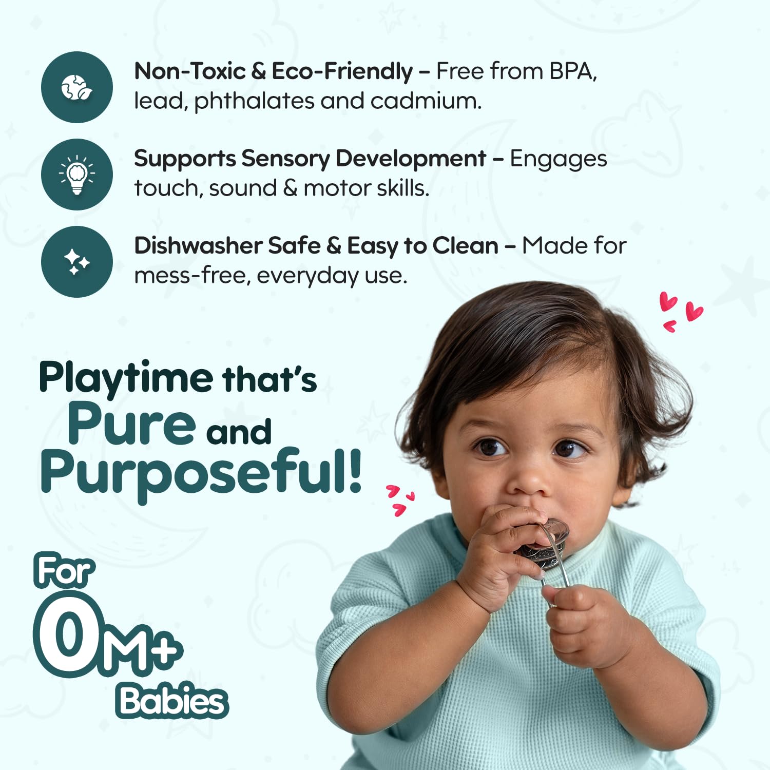 Made in USA Stainless Steel Toy Keys, Baby Rattle, Teether & Fidget Toy – Heirloom Quality, Safe, Non-Toxic, BPA-Free – Ideal for Teething, Sensory Play & Early Development - by Kleynimals