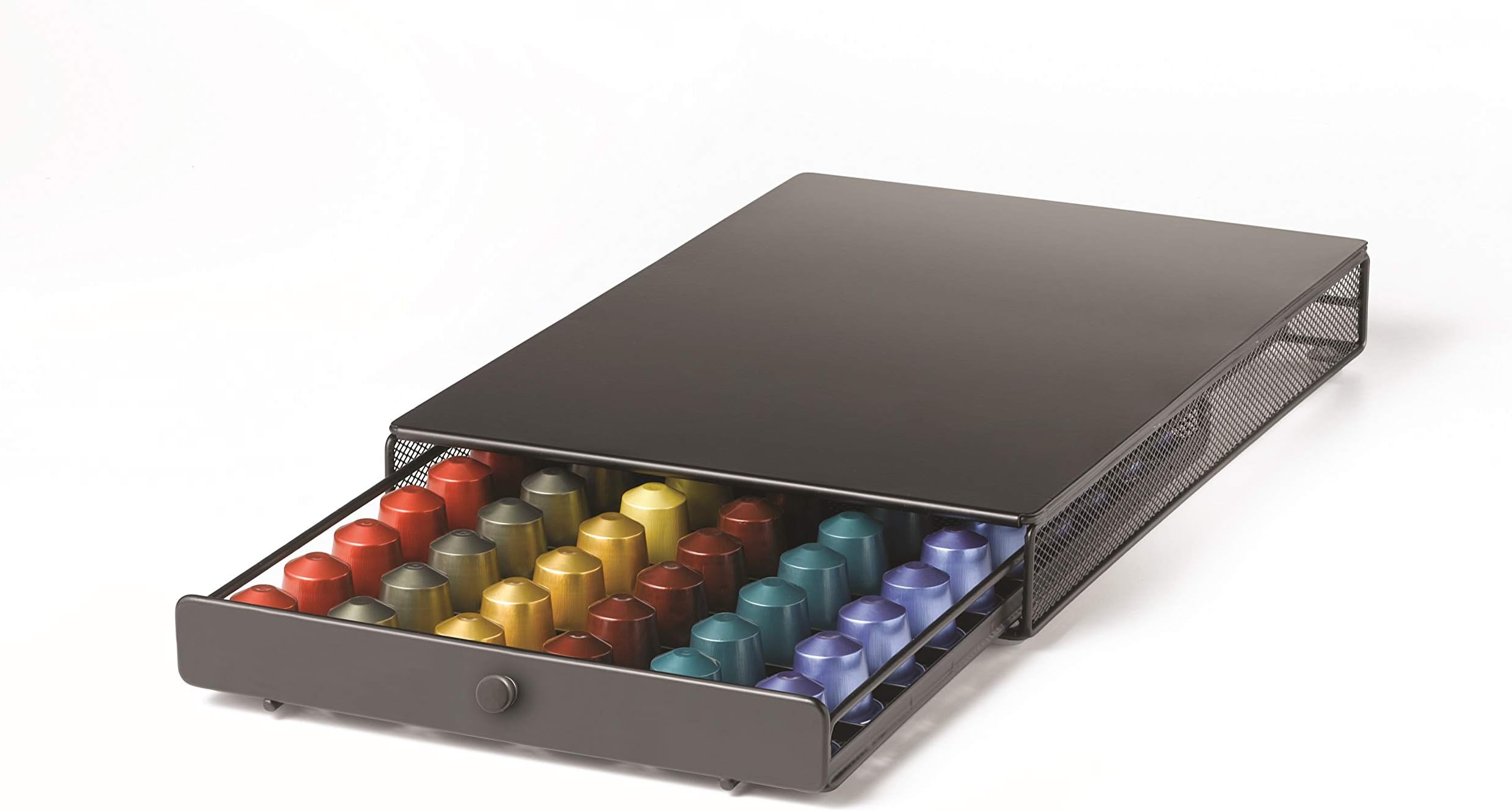 Nifty Large Nespresso Original Line Capsule Drawer – Black, 60 Capsule Pod Pack Holder, Non-Rolling Sliding Drawer, Under Coffee Storage Solution, Office or Home Kitchen Coffee Bar Organizer