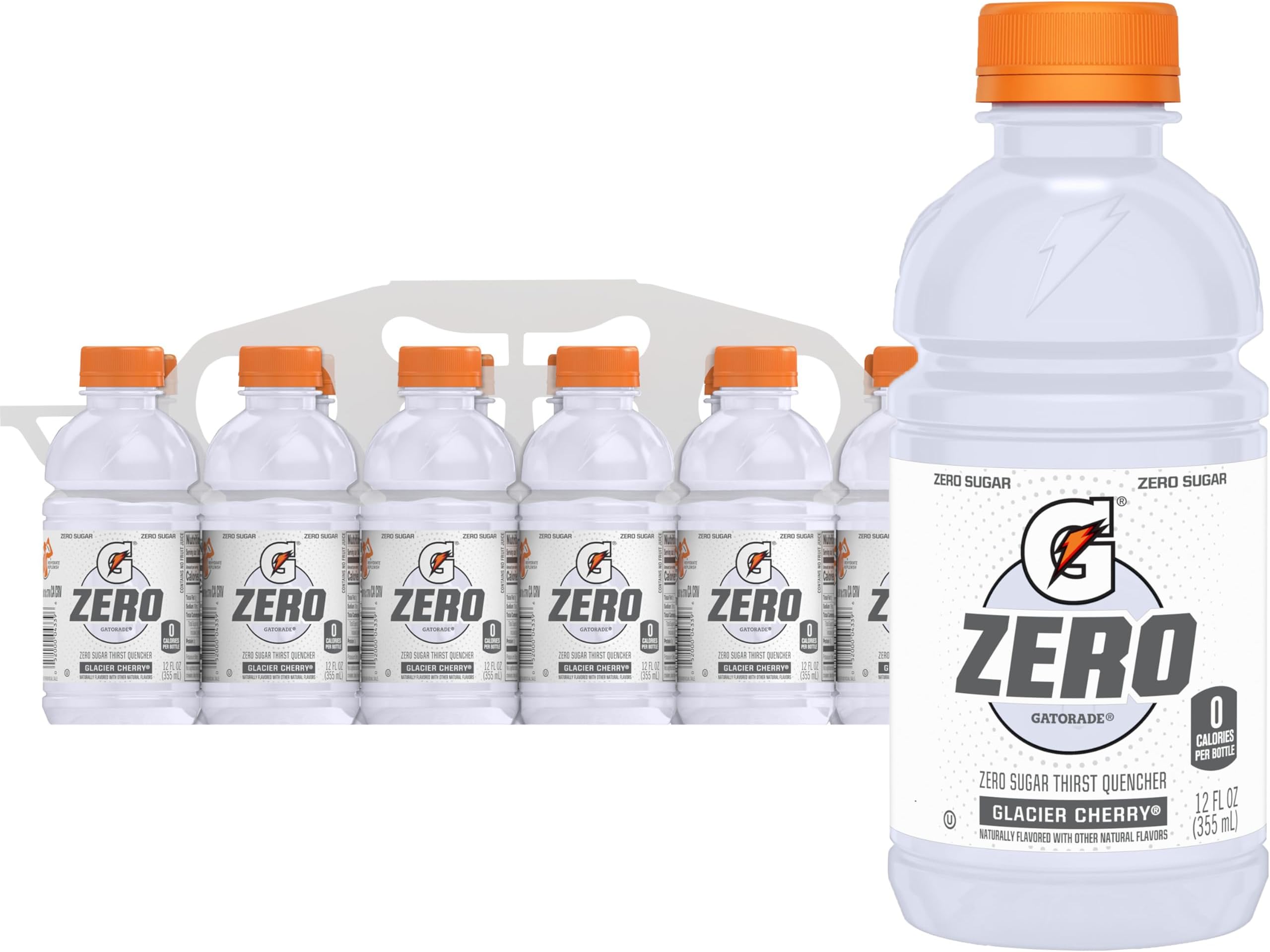 Gatorade G Zero Thirst Quencher, Glacier Cherry, 12 Ounce Bottles, 12 Count