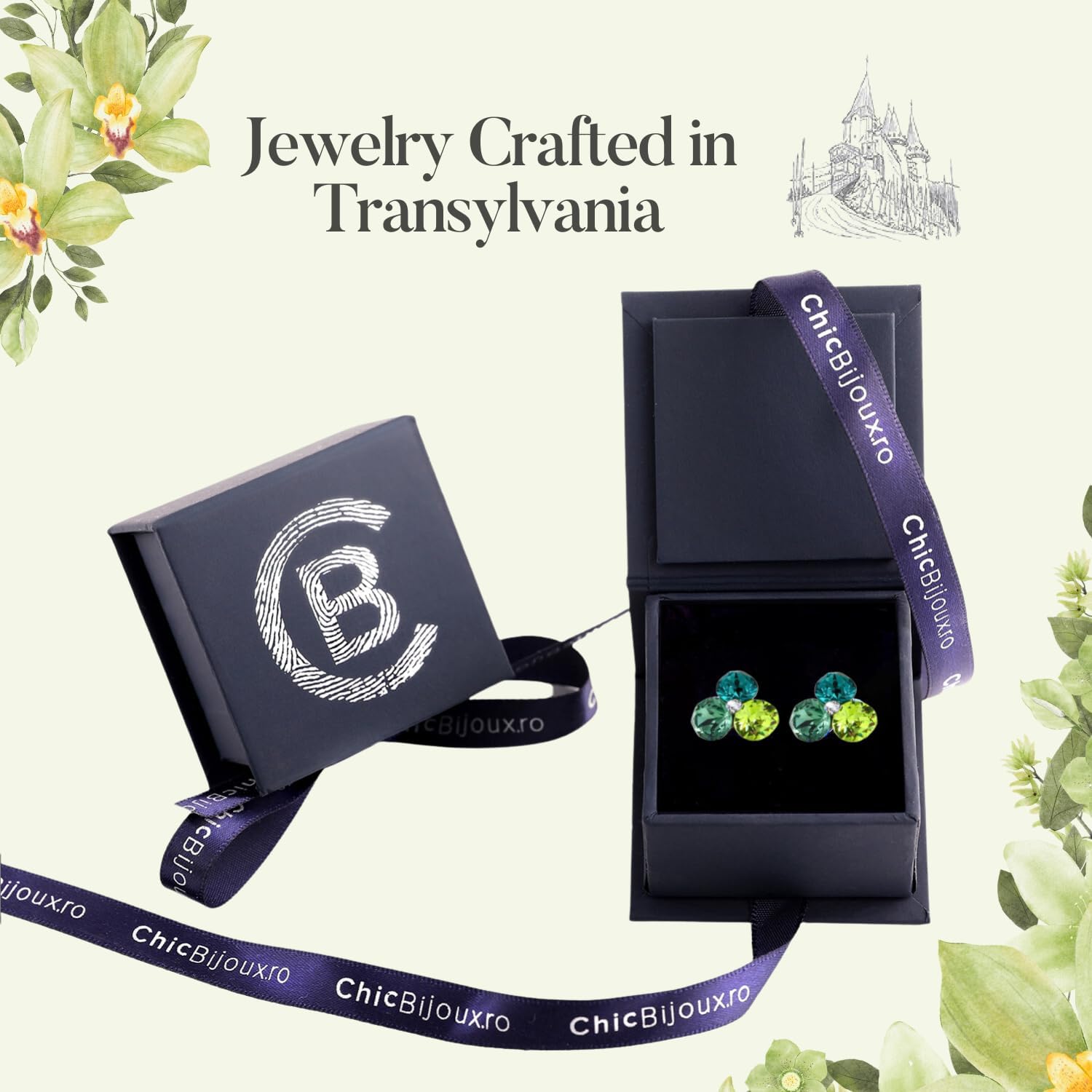 Chic Bijoux Birthstone Stud Earrings for Women – With 4 Austrian Crystals and 925 Sterling Silver – Gift for Mom, Pink/Blue/Purple/Green/Clear - Image 4